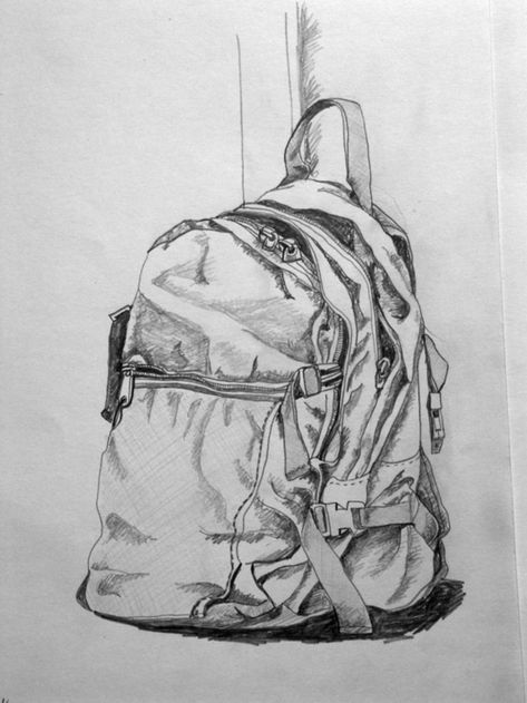 Backpack Sketch Drawing, Backpack Sketch, Backpack Drawing, Anatomy Images, Inktober 2024, Realistic Sketch, Bear Quote, Drawing Bag, Wall Drawing