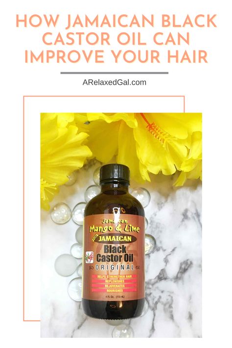 If you haven't started using Jamaican Black Castor Oil on your relaxed hair you are missing out. So is your hair. Click to read this article to see all of the benefits of using Jamaican Black Castor Oil on relaxed hair and how to incorporate it in your hair regimen. | A Relaxed Gal Black Castor Oil Benefits, Healthy Relaxed Hair, Jamaican Castor Oil, Relaxed Hair Care, Castor Oil Benefits, Tips For Oily Skin, Jamaican Black Castor Oil, Healthy Hair Care, Hair Regimen