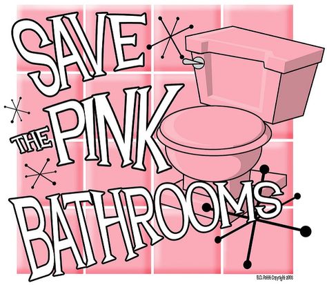 Pink Bathrooms 2 | Save the Pink Bathrooms Logo By B.D. Pett… | atomicaddiction | Flickr Pink Bathrooms, Pink Toilet, Bathroom Pink, Vintage Tub, Pink Baths, Retro Bathrooms, Pink Tiles, I Believe In Pink, Vintage Bathrooms