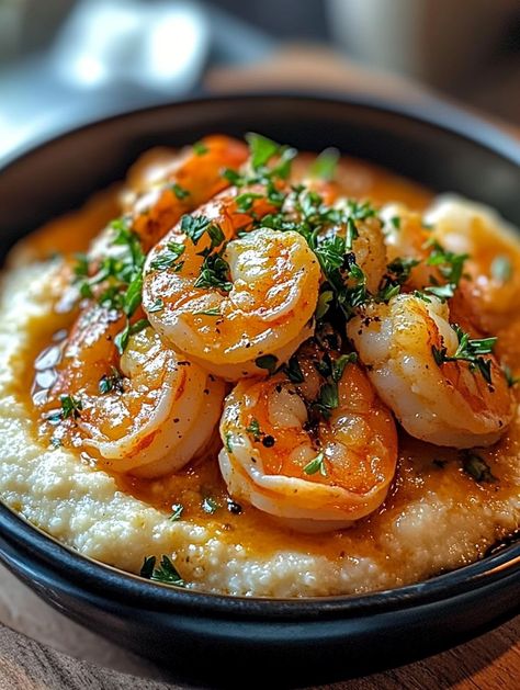 Parmesan Grits, Cheesy Grits, Garlic Butter Shrimp, Shrimp Seasoning, Butter Shrimp, Creamy Parmesan, Grits, Garlic Butter, Parmesan