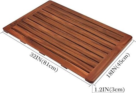 Amazon.com: Utoplike (32"x18" Teak Wood Bath Mat, Shower Mat for Bathroom, Wooden Floor Mat Square Large for Spa Home or Outdoor : Home & Kitchen Bathroom Wooden Floor, Wood Bath Mat, Wood Bath Mats, Outdoor Bathtub, Bathtub Mats, Spa Home, Wood Bath, Shower Mat, Wooden Floor