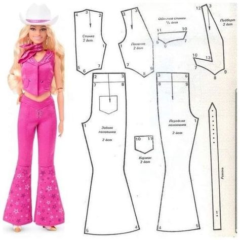 Ken Doll Patterns, Pattern For Barbie Doll Clothes, Patterns For Fashion, Barbie Dress Pattern, Sewing Barbie Clothes, Barbie Sewing Patterns, Barbie Wardrobe, Diy Barbie Clothes, Barbie Doll Clothing Patterns