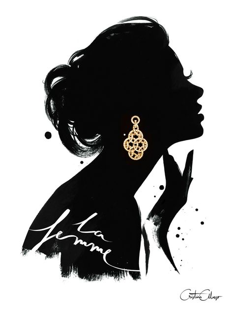 Jewelry Logo Design, Jewelry Illustration, Jewelry Logo, Female Art Painting, Jewellery Sketches, Fashion Wall Art, Fashion Art Illustration, Silhouette Art, Beauty Logo