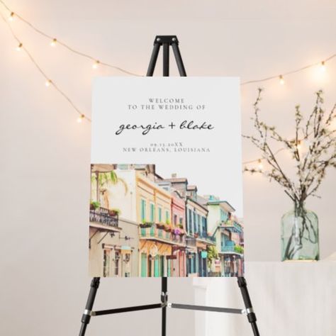 $46.80 | NOLA Watercolor New Orleans Wedding Welcome #wedding welcome sign, welcome poster, welcome sign foam board, new orleans wedding, new orleans skyline, bourbon street, mardi gras wedding, watercolor new orleans, travel themed wedding, destination wedding New Orleans Wedding Decor, New Orleans Wedding Theme, Nola Bachelorette Party, New Orleans Party, Nola Bachelorette, New Orleans Bachelorette, Nola Wedding, Party Welcome Sign, Bourbon Street