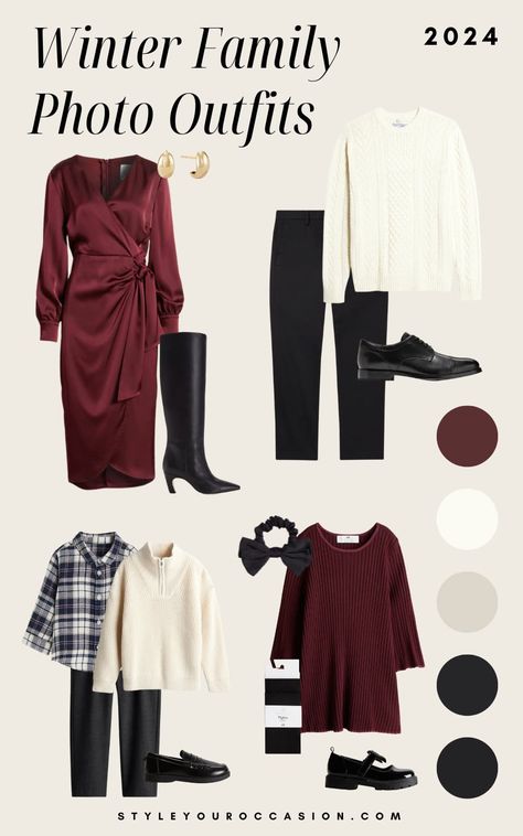 Classy Winter Family Photoshoot Outfits To Recreate in 2024 in 2024 Burgundy Photoshoot Family, Family Photo Christmas Outfits, Burgundy Family Photos, Burgundy Family Photos Outfit Ideas, Winter Family Photoshoot Outfits, Winter Family Photos Outfits, Outfits To Recreate, Winter Family Photoshoot, Winter Family Pictures