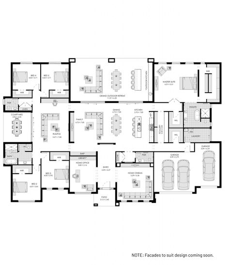 Dream Floor Plans, Dream Home Layout Floor Plans, Queenslander House Plans, Modern Bungalow House Design With Floor Plan, Acerage Homes Floor Plans, Acreage Homes Floor Plans, Architecture Plan Design, Dream Home Floor Plans, Floor Plans 5 Bedroom