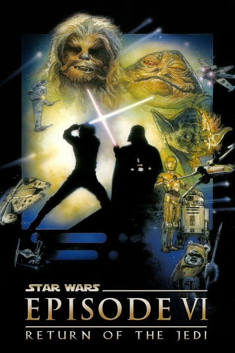 Star Wars Artwork & Movie Posters #scififantasy #starwars #movieposters #movietwit #tvseries #artwork #Tvposters Star Wars Episode 6, Anakin Vader, Star Wars Watch, Jabba The Hutt, Return Of The Jedi, Adventure Movie, Mark Hamill, Star Wars Poster, Star Wars Movie