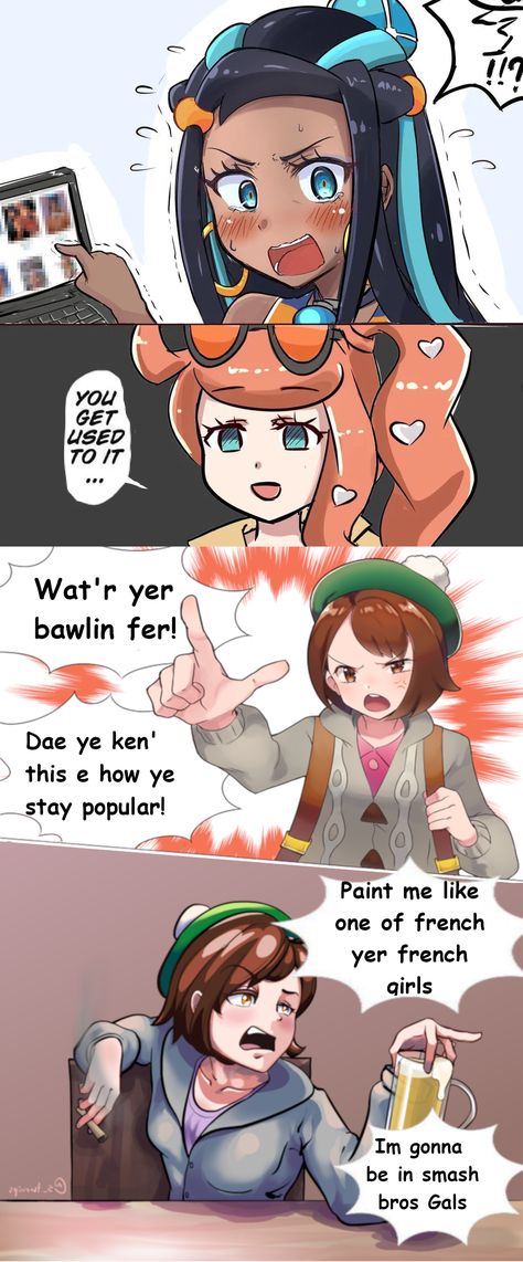 Pokemon Scottish Trainer, Pokemon Gloria Scottish, Scottish Pokemon Trainer, Pokemon Female Characters, Pokemon Characters Trainers, Scottish Character, Gloria Pokemon, Nessa Pokemon, Pokemon Jojo