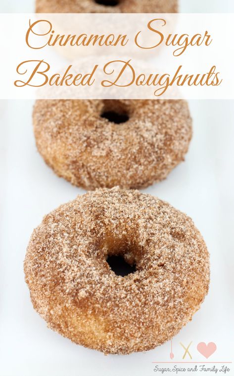 Cinnamon Sugar Baked Doughnuts are a delicious sweet breakfast treat that the whole family will love. Baked Donut Recipes With Donut Pan, Spice Donuts Baked, Cinnamon Sugar Donuts Baked, Baked Donuts With Donut Pan, Baked Doughnuts Recipe, Sugar Doughnut Recipe, Beignets Cuits, Baked Doughnut Recipes, Baked Donut