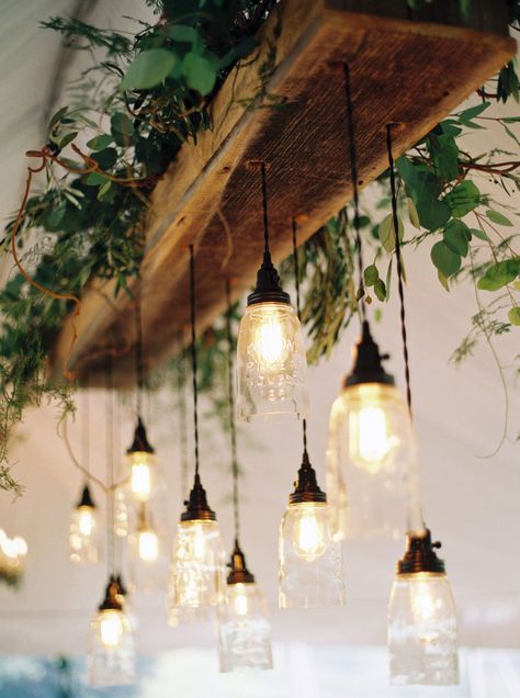 Rustic Lighting Diy, Rustic Industrial Lighting, Pendulum Lights, Jar Chandelier, Mason Jar Chandelier, Rustic Farmhouse Living Room, Rustic Light Fixtures, Retro Lampe, Rustic Bathroom Decor