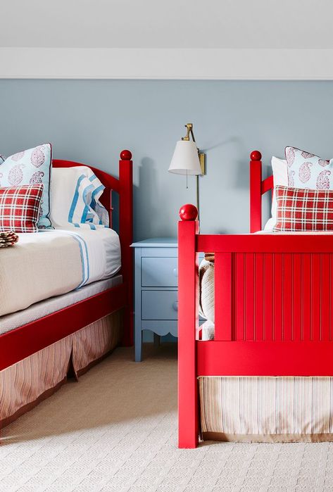 63 Kids' Room Design Ideas - Cool Kids' Bedroom Decor and Style Red Kids Rooms, Red Boys Bedroom, Kids Room Paint Colors, Boy Room Red, Room Paint Ideas, Newborn Room, Cool Kids Rooms, Kids Room Paint, Boys Rooms