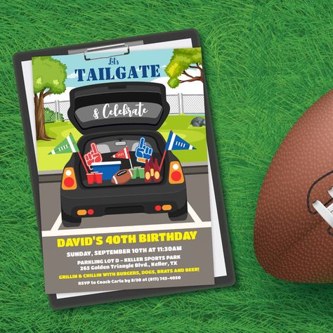 Tailgate Party Couples Shower Burgers Beer BBQ Football Party Tailgate Car Football Game Birthday Baby Shower Superbowl Party Sports Baby Shower Couples, Burger Party, Couples Shower Invitation, Football Baby Shower, Couples Shower Invitations, Sports Boys, Football Baby, Football Party, Tailgate Party