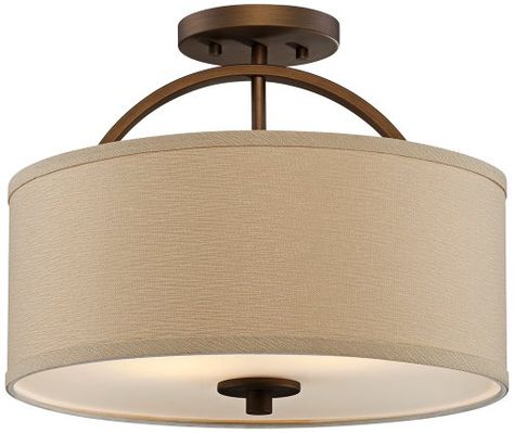 Brushed Bronze Finish Semi-Flush 15" w Ceiling Light Mid Century Modern Ceiling Light, Bronze Ceiling Lights, Bronze Pendant Light, Contemporary Ceiling Light, Flushmount Ceiling Lights, Pendant Fixture, Farmhouse Lighting, Brushed Bronze, Modern Ceiling Light