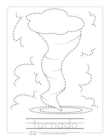 Tornado Worksheet, Tornado Activities For Preschool, Preschool Worksheets Free Printables, Weather Activities Preschool, Preschool Weather, Weather Crafts, Weather Theme, Toddler Education, Tracing Worksheets Preschool