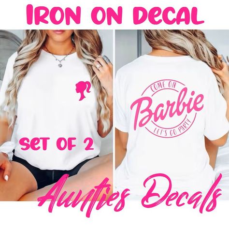 Barbie Iron on Decal transfer Barbie T Shirt Diy, Birthday Barbie Shirt, Barbie Vinyl Shirt, Barbie Shirt Ideas, Barbie Birthday Shirt, Barbie Shirt, Hoodie Diy, Christmas Festivities, Nurse Shirts