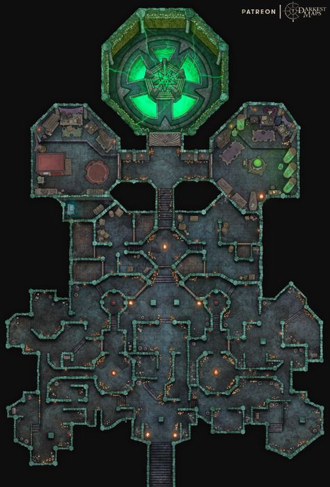 Dnd Cultist Lair Map, Lich Lair Map, Dnd Battle Maps Dungeon, D&d Dungeon Map, D&d Maps, Dnd City Map, Dnd Dungeon Maps, Rpg City, Dungeon Map