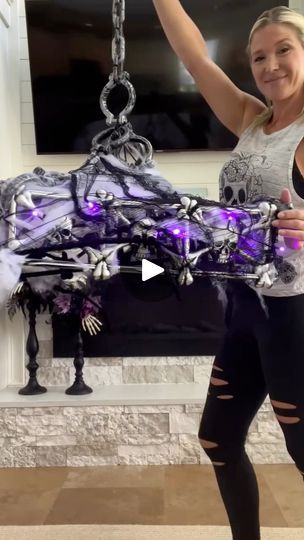 27K views · 46K reactions | Best Dollar Tree DIY ever ☠️ #spookyseason #halloweendecor #Halloween #skulls #diy #dollartreefinds #dollartreediy #foryouシ #fypシ #foryoupagereels | Laura Jeanne | Sam Marshall · Creeper Dollar Store Halloween Chandelier, Dollar Tree Halloween Chandelier, Dollar Tree Halloween Skull Decor, Dollar Tree Foam Skull, Dollar Tree Skeleton Fairy, Halloween Chandelier, Dollar Tree Skeleton Candle, Holiday Centers, Halloween Skulls