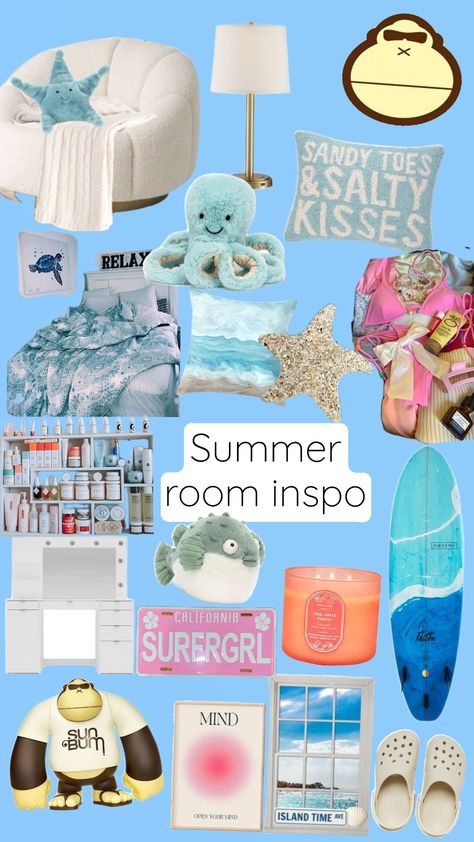 Summer room inspo#Summer#roominspo#wishlist #beachbedroom#thedream Room Ideas Summer Vibes, Summer Room Aesthetic, Room Inspo Summer, Summer Room Ideas, Summer Room Decor, Summer Room, Summer Bedroom, Summer 2025, Summer Basics