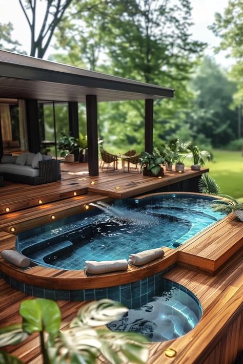 Above Ground Pool Hacks, Tropical Pools, Retro Patio Furniture, Small Bathroom Decorating Ideas, Small Bathroom Decorating, Minimalist Fall Decor, Lush Landscaping, Outside Pool, Above Ground Pool Ideas