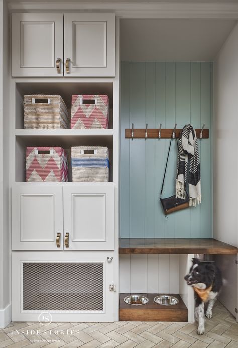 Mudroom Dog Room, Built In Dog Bed, Transitional Entry, Dog Food Station, Dog Room Decor, Laundry Room/mud Room, Dog Spaces, Mudroom Laundry Room, Pet Spaces