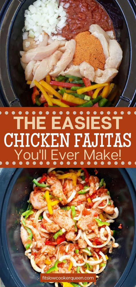 Love chicken fajitas but want something that you can toss in your slow cookerThis recipe is seriously so easy and they taste AMAZING Slow Cooker Chicken Fajitas, Chicken Fajitas Recipe, Easy Chicken Fajitas, Easy Chicken Recipe, Fajitas Recipe, Easy Crockpot Dinners, Fajita Recipe, Crockpot Dishes, Chicken Slow Cooker Recipes