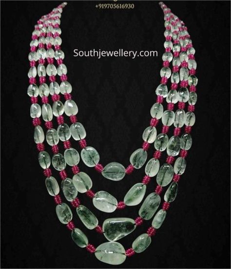 Layered emerald beads mala photo Ruby Jewelry Necklaces, Beads Mala, Beaded Necklace Designs, Antique Jewelry Indian, Ruby Beads, Emerald Bead, Polki Jewellery, Beaded Jewelry Designs, Jewelry Design Earrings