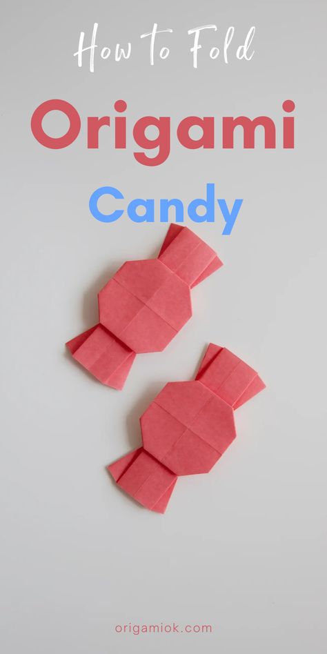 Super cute origami candy, this is the version of a 2D wrapped candy, a very classic image of a candy. It is very simple to make, with a few steps, and only takes you 5 minutes to finish. 2d Origami, Origami 2d, Origami Candy, Dollar Origami, Wrapped Candy, Cute Origami, Easy Origami, How To Fold, Classic Image