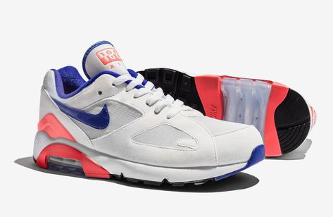 Nike Air Max 180 “Ultramarine” to Return in 2024 - Sneakers - EUKICKS Nike Air Max Dynamic Breathable, Nike Air Max Fade-resistant Sports Shoes, Nike Air Max Dynamic Streetwear, Nike Air Max Primary Colors, Nike Air Max 90 Ultra 2.0 Flyknit, Air Max 180, Retro Running Shoes, Running Silhouette, Tinker Hatfield