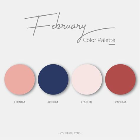 February Colour Palette, Monthly Color Palette, February Color Palette, February Colors, Planner Themes, Hex Color Palette, Color Schemes Colour Palettes, Modern Color Palette, Notes Inspiration