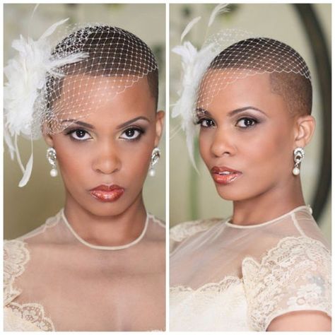 Nigerian Brides wedding hairstyles for short hair with tiara and veil Bald Bride, Headdress Ideas, Low Cut Hairstyles, Natural Hair Wedding, Birdcage Veils, Black Wedding Hairstyles, Natural Wedding Hairstyles, Nigerian Bride, Natural Hair Bride