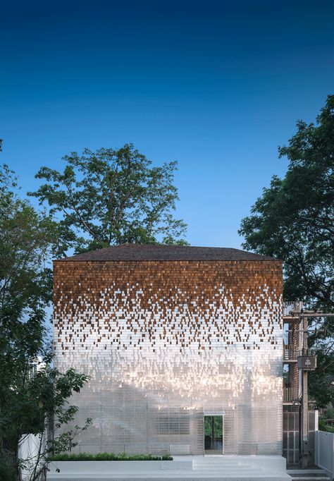 Floating Lantern Festival, Wooden Facade, Green Facade, Facade Material, Thailand Hotel, Glass Brick, Concrete Building, Brick Architecture, Brick Facade