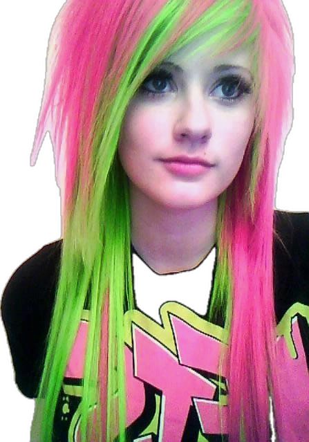 Pink And Green Hair, Green Hair, A Girl, Pink And Green, Green, Hair, Pink