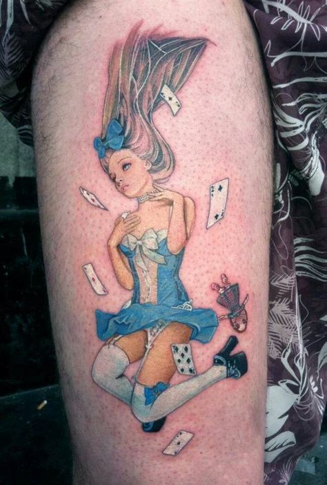 Alice In Wonderland Tattoos, Pin Up Girl Tattoo, Wonderland Tattoo, Mushroom Tattoos, Pin Up Tattoos, Card Tattoo, Great Tattoos, Love Tattoos, Tattoo You