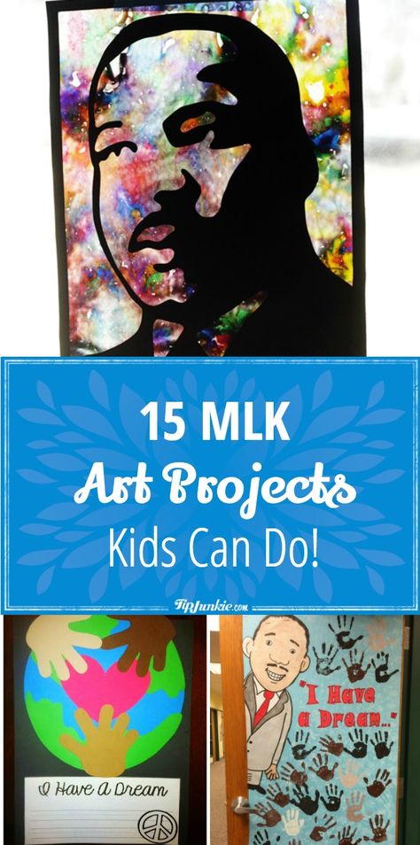 15 MLK Art Projects Kids Can Do! via @tipjunkie Mlk Art Projects, Martin Luther King Art Projects, History Art Projects, Winter Art Projects For Kids, Mlk Art, Martin Luther King Art, February Art Projects, Art Projects Kids, Mlk Crafts