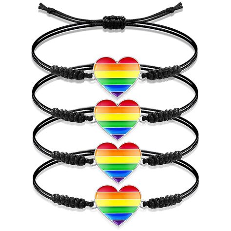 PRICES MAY VARY. Celebrate Pride with our rainbow LGBT bracelet, you will receive 4 pieces LGBTQ bracelets for one order, perfect for showing off your LGBTQ+ pride with a beautiful rainbow pendant. Pride bracelets are the perfect accessory to wear at LGBTQ+ events, parties or just for everyday wear. Our Gay Pride Bracelet is made of high-quality nylon with eco-friendly alloy rainbow heart pendant, ensuring it lasts through all your Pride festivities and celebrations. Looking for a Pride Bracelet Lgbtq Jewelry, Pride Bracelets, Gay Pride Bracelet, Lgbt Bracelet, Pride Products, Rainbow Pendant, Pride Bracelet, String Bracelets, Lgbtq Flags