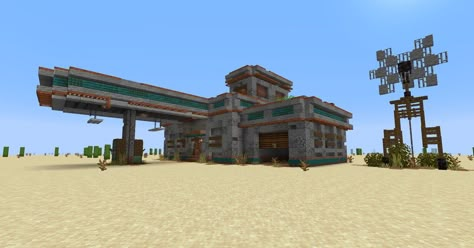 Gas Station Minecraft, Post Apocalyptic Minecraft, Tundra Village, Minecraft Gas Station, Minecraft Apocalypse Build, Fallout Minecraft, Minecraft Apocalypse, Apocalypse House, Village Video