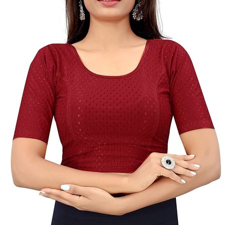 Readymade Blouse for Saree Fully Stitched Saree Blouse, Maroon Round Neck Dobby Cotton Lycra Stretchable Elbow Sleeve Saree Blouse for Women Blouse For Saree, Stretchable Blouse, Saree Blouses Online, Stitched Saree, Maroon Blouse, Indian Saree Blouse, Readymade Saree, Saree Blouses, Readymade Blouse