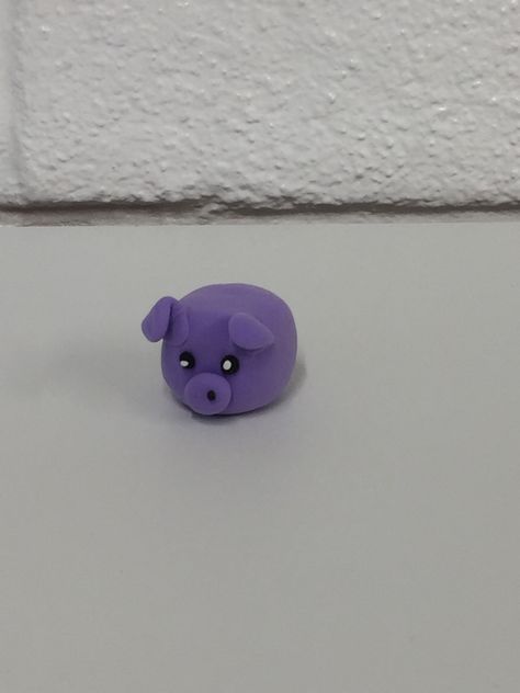 This pig is made from purple, white and black silk clay and left to dry for 12 hours Purple Clay Ideas, Silk Clay Ideas, Clay Ideas, Clay Sculpture, Blue Lock, Black Silk, Clay Crafts, Diy And Crafts, White And Black