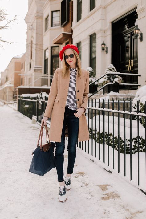 Saddle Shoes & a Red Beret - Kelly in the City Saddle Oxford Shoes Outfit, Outfits With Saddle Shoes, How To Wear Saddle Shoes, Saddle Shoe Outfits, Everyday Red Leather Saddle Bag, Red Saddle Shoes, Red Beret Outfit, Saddle Shoes Outfit, Baret Outfit