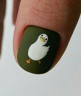 Ducks Nails Design, Nails Duck Design, Goose Nails, Duck Nail Art, Duck Nails Design, Chicken Nails, Nail Designs Easy Diy, Animal Nail Designs, Aqua Nails