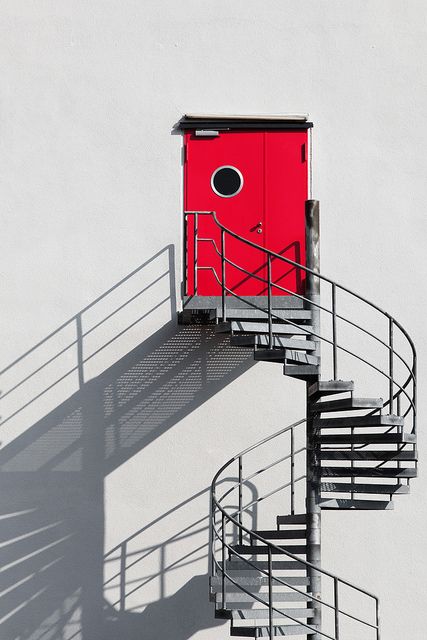 Spiral Stair, Stair Case, Affinity Photo, Stair Steps, Minimalist Photography, Stairway To Heaven, Red Door, Spiral Staircase, Beautiful Doors