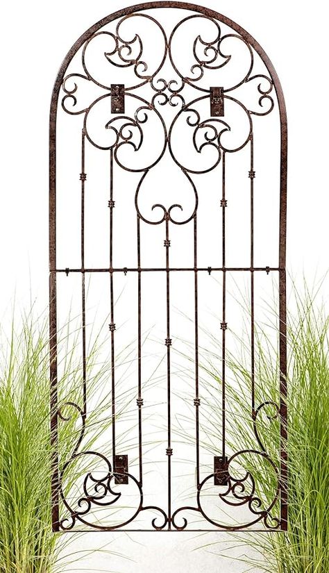 Amazon.com : H Potter Wall Trellis Indoor Outdoor Wrought Iron Heavy Scroll Metal Decoration Large with Set of 4 Mounting Brackets : Patio, Lawn & Garden Heavy Duty Trellis, Wall Mounted Trellis, Wall Climbing Plants, Metal Garden Trellis, Patio Wall Decor, Trellis Garden, Iron Trellis, Deck Balcony, Wall Trellis