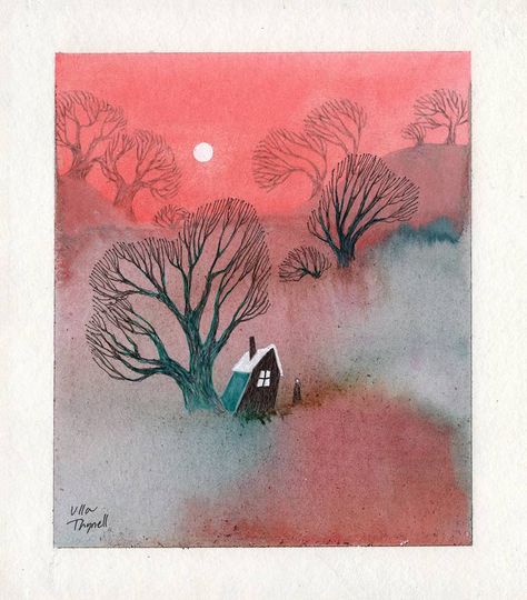 Ulla Thynell, Painting Inspo, Red Sky, Arte Fantasy, Hayao Miyazaki, Society6 Art, Tolkien, Book Illustration, Painting Inspiration