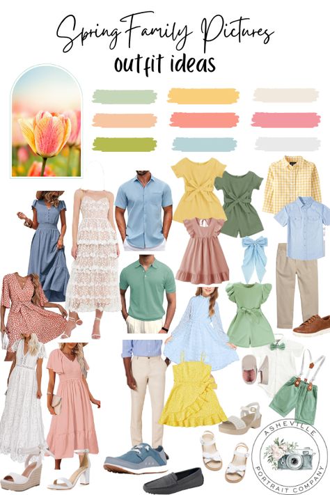 Curated by a Professional Photographer - Spring Outfit Inspiration for the whole family! Perfect for Easter OR Spring Family Photos! Everything on this board is linked for your convenience! Spring Family Photo Color Scheme, Family Spring Pictures Outfits, Colorful Family Photos, Family Picture Outfits Spring, Spring Family Photo Outfits, Summer Family Picture Outfits, Spring Family Pictures Outfits, Spring Picture Outfits, Picture Color Schemes