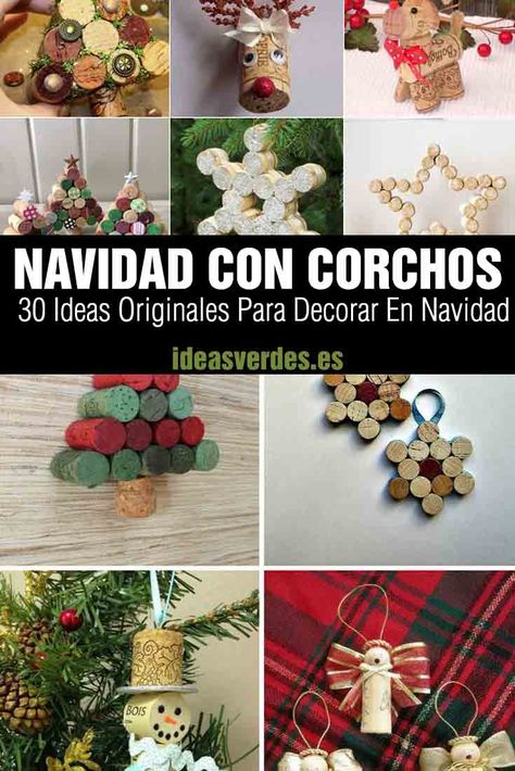 30 Ideas Para Decorar En Navidad Con Corchos - Ideas Verdes Ideas Con Corchos, Corchos Ideas, Ideas Para Decorar En Navidad, Wine Cork Projects, Cork Projects, Wine Cork Crafts, Cork Crafts, Diy Wine, Christmas Ornament Crafts