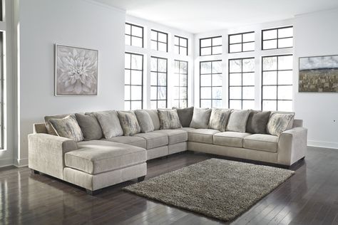 Hokku Designs Ardsley Pewter 5-Piece Sectional with Chaise | Wayfair Gate Furniture, Oversized Ottoman, Regency Furniture, Sectional With Chaise, Corner Chaise, Large Sectional, Sectional Ottoman, Armless Loveseat, Ornate Furniture