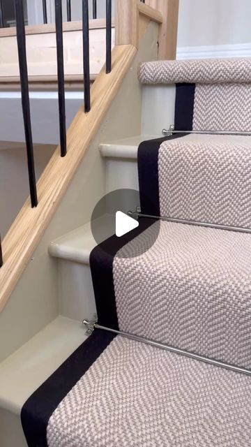 Flatweave Stair Runner, Herringbone Runner Stairs, Carpet Stairs To Wood Transition, Stair Rods Carpet Runner, Stair Runner With Rods, Stair Runners Ideas, Carpet Runner On Stairs, Herringbone Stair Runner, Stair Runner Ideas