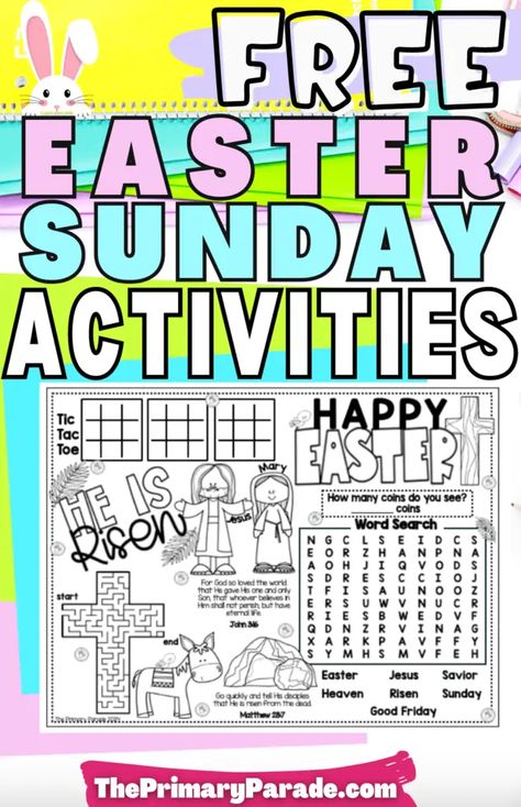 Free Easter Sunday activities for Sunday school Easter Sunday School Activities, Easter Preschool Theme, Sunday School Activities For Kids, School Activities For Kids, Easter Coloring Pages For Kids, Free Easter Coloring Pages, Printable Easter Activities, Fun Easter Baskets, Easter Lessons