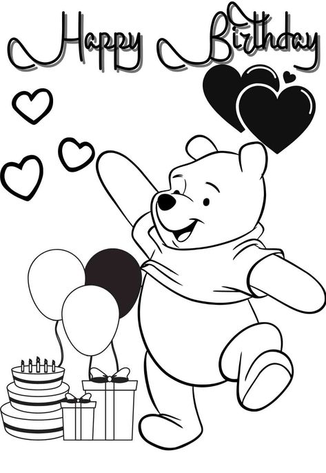 Winnie The Pooh Birthday Card Diy, Disney Paper Crafts Free Printable, Winnie The Pooh Birthday Cards, Happy Birthday Winnie The Pooh, Winnie The Pooh Happy Birthday, Happy Birthday Drawing Ideas, Team Umizoomi Birthday, Disney Birthday Card, Happy Birthday Disney