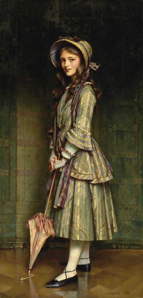 William Logsdail, R.B.C. (1859-1944) | An Early Victorian | 19th Century, Paintings | Christie's Victorian Paintings, Victorian Women, Victorian Art, Moda Vintage, Woman Painting, Mode Vintage, Historical Fashion, Vintage Children, Victorian Fashion